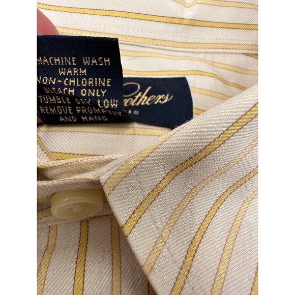 Brooks Brothers Men's Long Sleeve Button Down Shirt‎ Yellow Pinstripe - Size XL - Picture 6 of 6